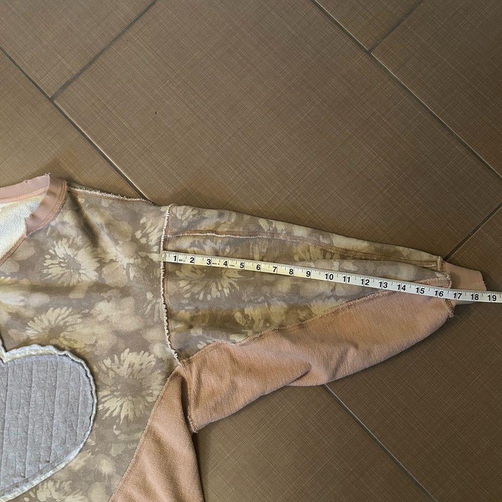 We The Free Tan Floral Heart Patch Sweatshirt - Picture 5 of 5